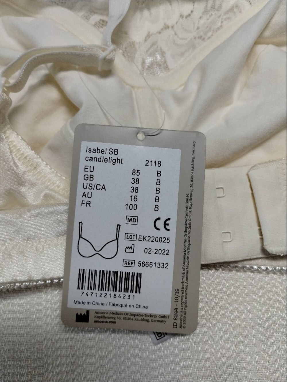 Amoena Isabel SB #2118 Camisole Mastectomy Bra Size 38B NWT! - Picture 6 of 10